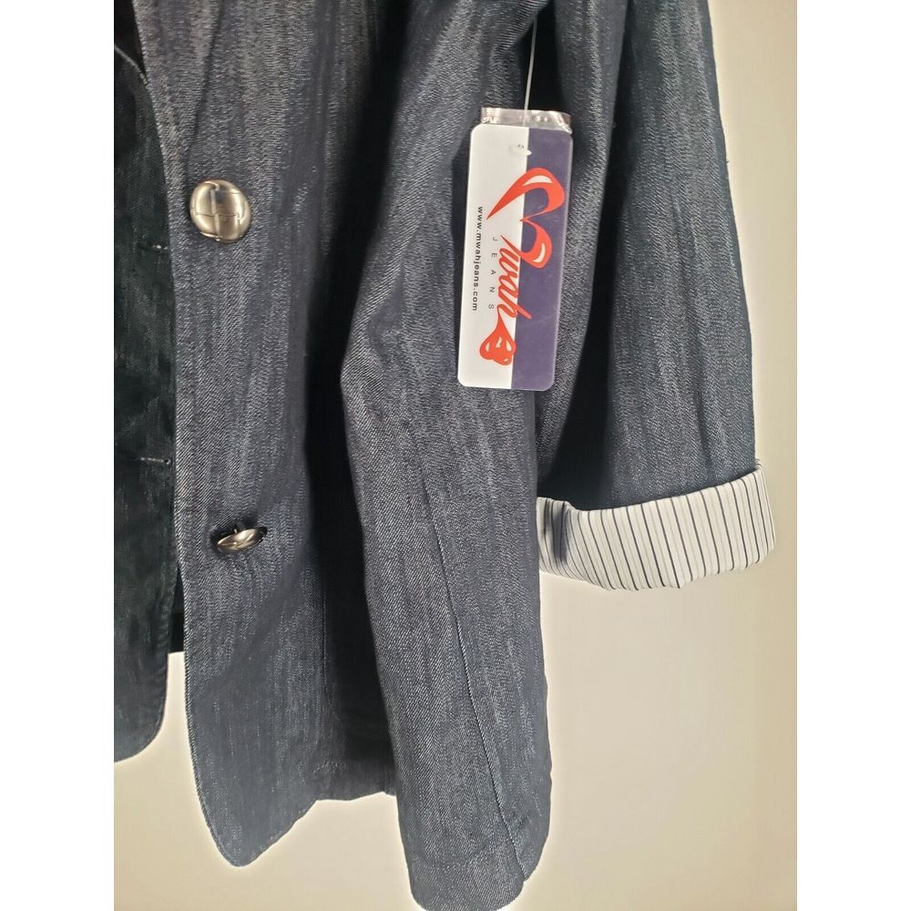 New Mwah Jeans Womens SZ 22/24 Denim Jacket W/ Pockets Button Up - Picture 3 of 8